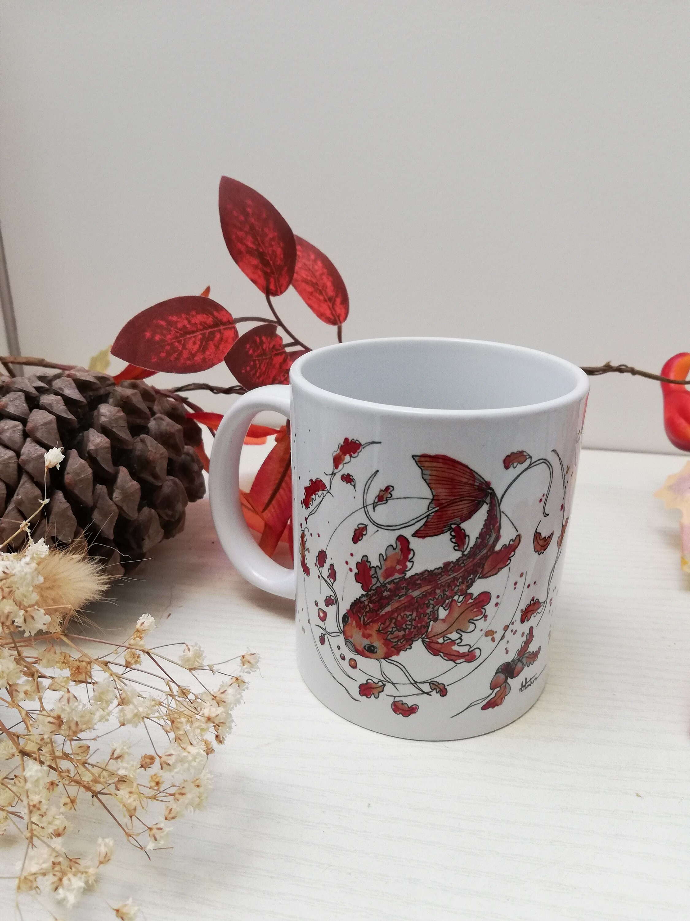 Mug Carpe Koï d'automne à L'aquarelle