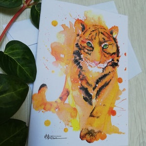 Carte &quot;tigre de feu&quot; à l&#39;aquarelle