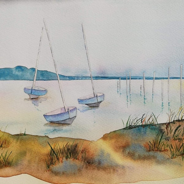 Aquarelle marine originale,modèle unique