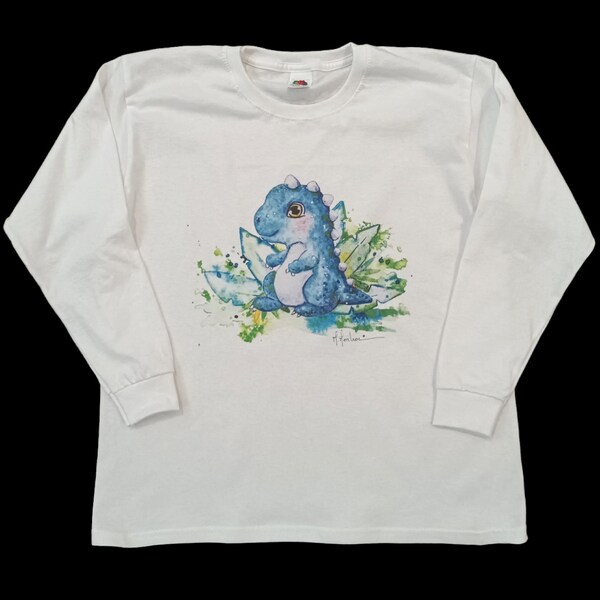 Tee shirt enfant manches longues ,Dinosaure  ,édition limitée, cadeau enfant,  anniversaire enfant, cadeau Noël