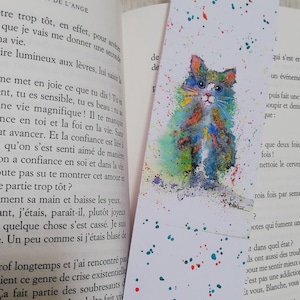 Bookmark “cloud cat” in watercolor, reader gift, cat lover