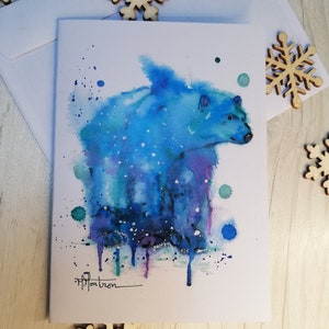Carte ours polaire à l'aquarelle