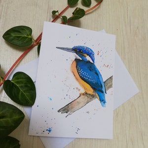 Carte Martin pêcheur à l'aquarelle