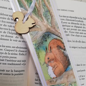 Watercolor squirrel bookmark