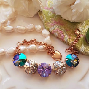 Beautiful Swarovski Rivoli Bracelet, Rose Gold Plated S…