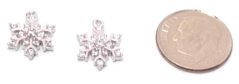 2 Pieces Crystal Snowflake Charms Silver Snowflake Charms Crystal Rhinestone Snowflake Christmas Charms Snowflake Pendant 14mm image 4