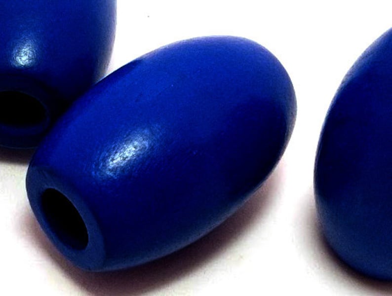 Extra Large Wood Bead Blue Wooden Bead Macrame Bead Etsy
