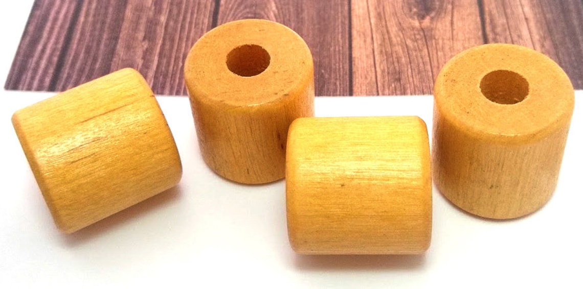 4 grandes cuentas de madera tan madera abalorios beige | Etsy