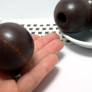 1 or 4 Extra Large Wood Bead - Brown Wooden Bead - Macrame Bead - Beads with Large Hole - Vintage Wood Bead - 42mm - 1.65 inches
