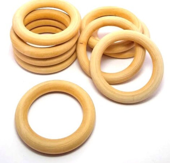 4 or 10 Wood Rings 64mm Wooden Rings for Macrame Large Wooden Rings Natural  Wood Rings Wood Donuts Wood Rings for Plant Hanger 