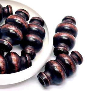 Brown Wood Beads, Large Hole, Vintage Macrame Bead (50mm, 1,4 or 8 pieces)