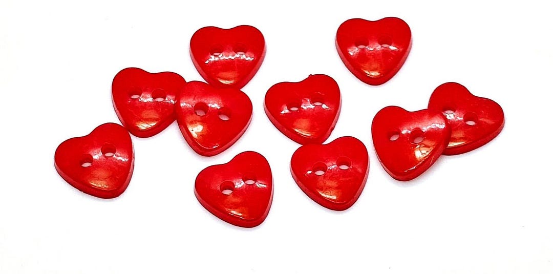 Red Heart Buttons. Plastic, 2 Hole, Sewing Craft Embellishments (12mm ...