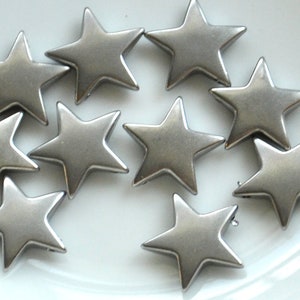 10 Top Drilled Star Beads  - Silver Star Beads - Falling Star - Celestial Beads- Stainless Steel Stars -  Small Silver Star  - 13mm beads
