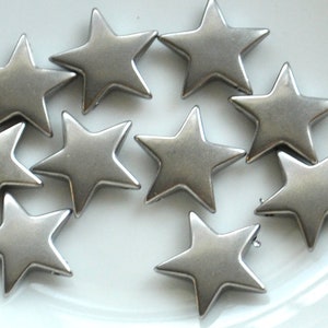 Silver Star Beads, Stainless Steel, Top Drilled Celestial Bead (13mm, 10 pieces)