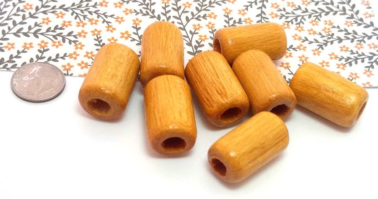 8 tan madera abalorios beige gran cuenta de madera | Etsy