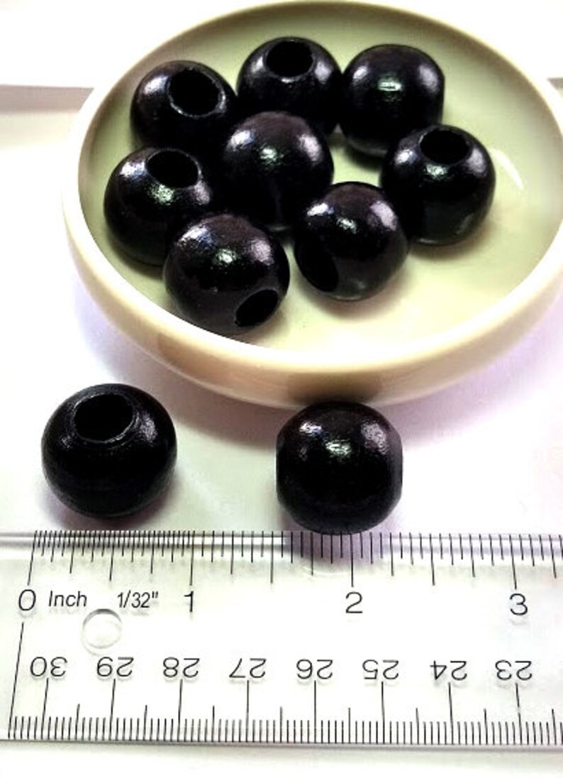 10 Black Wooden Macrame Beads Vintage Wood Beads Beads Etsy