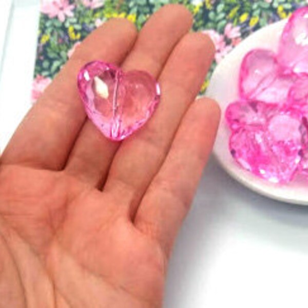 Large Acrylic Heart Bead Etsy