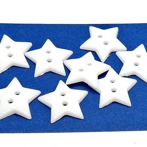 White Star Acrylic Buttons, 2 Hole, Plastic Sewing Embellishments (18mm, 10 pieces)