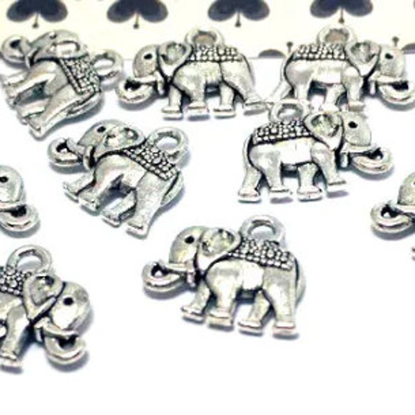 10, 50 or 100 Silver Elephant Charms - Antique Silver - Lead Free Charms - Charms in Bulk - Mascot Charms - Small Elephant Charm - 12mm