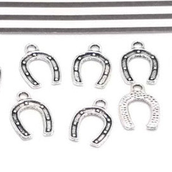 10, 50 or 100 Silver Horseshoe Charms - Lead Free - Good Luck Charms - Equestrian Charms - Lucky Horseshoe - 17mm