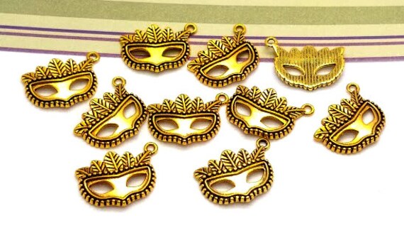 10, 50 or 100 Mardi Gras Mask Charms Silver Mask Charms Masquerade Charms  Lead Free Charms Charms in Bulk Mardi Gras Charm 23mm 