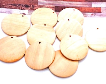 Circle Wood Pendants, Tan Beige, Unfinished, Round Wood Charms (30mm, 10 or 50 pieces)