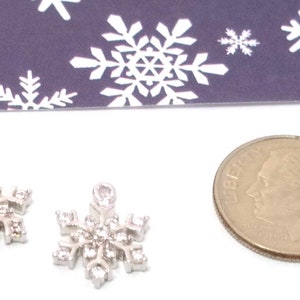 2 Pieces Crystal Snowflake Charms Silver Snowflake Charms Crystal Rhinestone Snowflake Christmas Charms Snowflake Pendant 14mm image 9