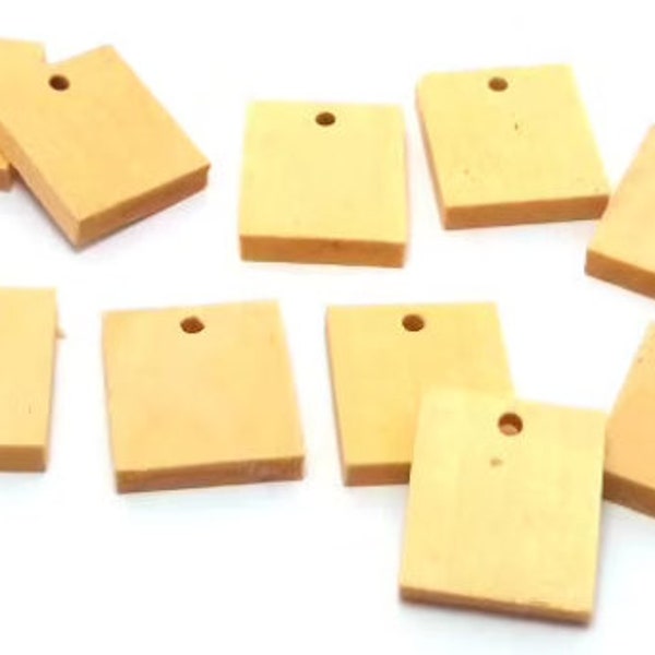 10 or 50 Unfinished Wood Pendants - Natural Wood Pendant - Wood Tile - Flat Wood Bead - Wood Charms - Wooden Rectangle - in Bulk - 20mm