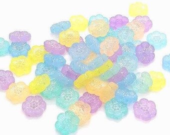 Acrylic Flower Beads, Pastel Colors, Frosted Matte, Spring Jewelry Supplies (12mm, 50 or 100pieces)