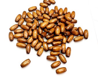 Brown Beveled Wood Tube Beads, Wooden Jewelry & Craft Supplies (15mm, 50 or 100 Pieces)