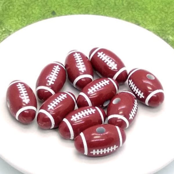 10, 50 or 100 Football Beads - Acrylic Beads - Sports Bead - Rugby - Brown Football Beads - Beads in Bulk - 10mm