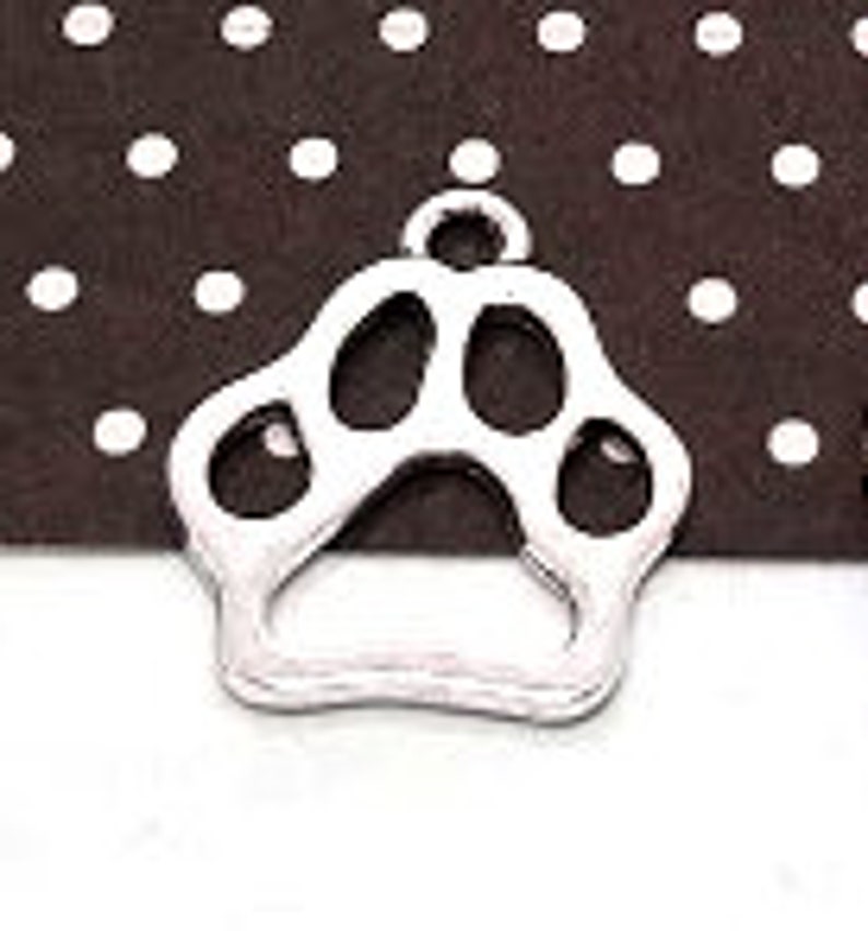 50 Silver Paw Print Charms silver Charms Bulk Silver Charms Etsy