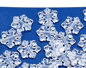 Clear Snowflake Beads, Acrylic Plastic, Winter Christmas Craft Beading Supplies (12mm, 100 pieces)