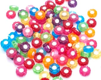 Acrylic Flower Beads, Assorted Colors, Plastic Jewelry Craft Beads (10mm, 100 pieces)