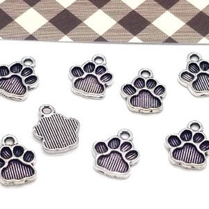 10, 50 or 100 Paw Print Charms - Antique Silver - Dog Paw Charm - Lead Free - Pet Charms - Paw Charms in Bulk - Small Paw Charm - 15mm