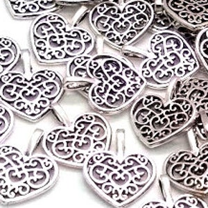 Wholesale SUNNYCLUE 1 Box 100Pcs Valentines Day Puff Heart Charm 316  Stainless Steel Love Charms Silver Hearts Charms for Jewelry Making Charms  DIY Necklace Earrings Crafts Women Adult Supply 