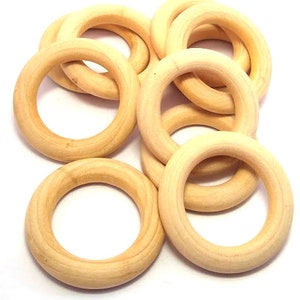 4 or 10 Wooden Rings - 56mm - Wood Rings for Macrame - Wood Napkin Rings - Natural Wood Rings - Wood Donuts  - Wood Rings for Plant Hanger