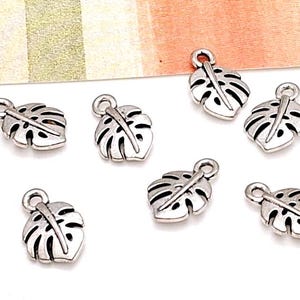 10 or 50 Silver Leaf Charms - Monstera Leaf - Silver Leaves - Lead Free - Charms in Bulk - Small Silver Charms - Bulk Leaf Charms - 13mm