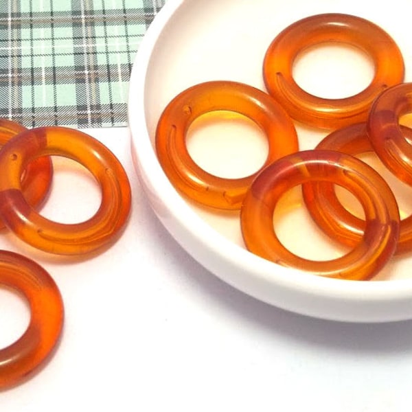 8 or 24 Lucite Rings - Rings for Macrame - Amber Yellow - Vintage Lucite - Lucite Donuts  - Plastic Rings - Rings for Plant Hanger - 32mm