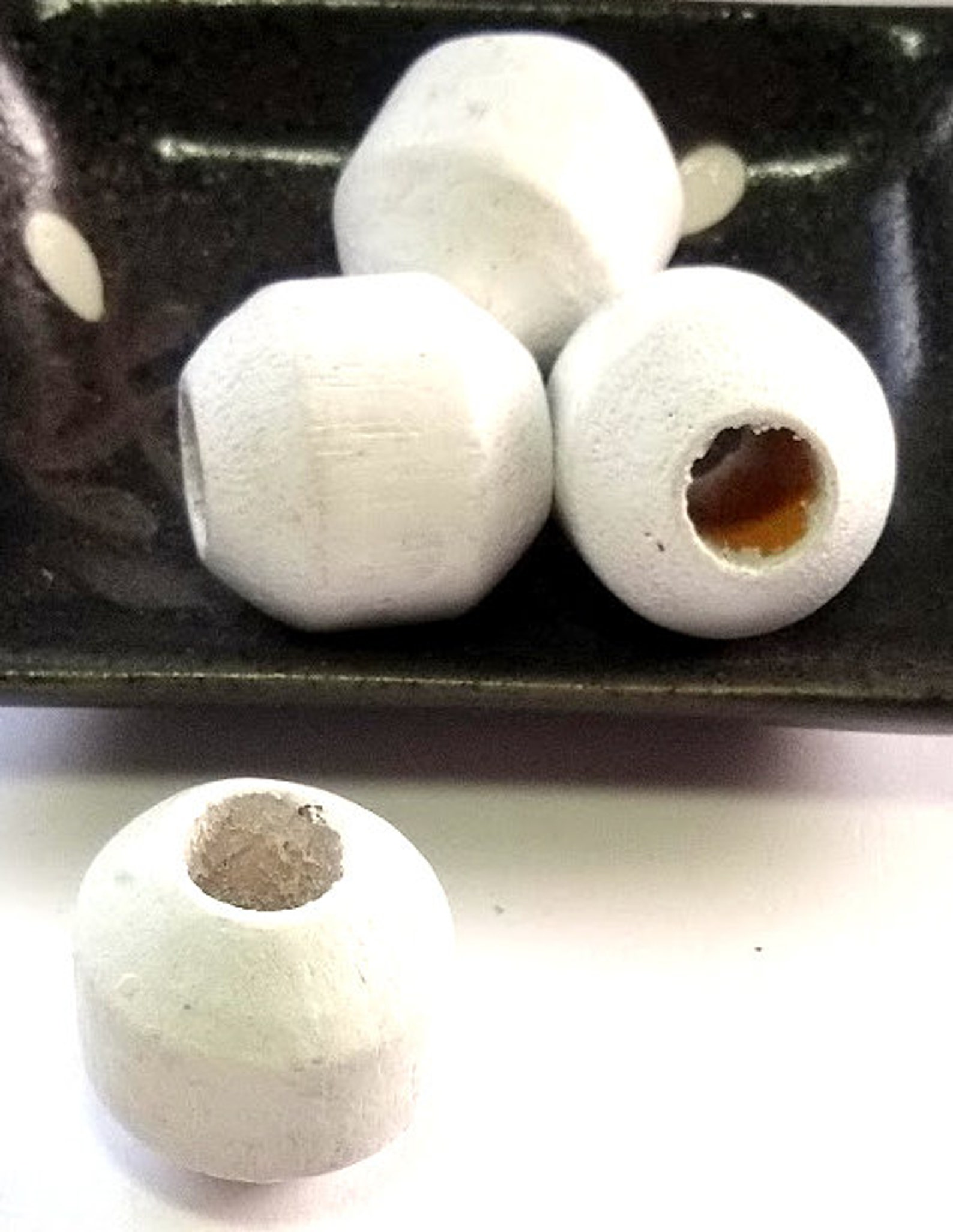 4 cuentas de madera blanca gran cuenta de madera macramé | Etsy