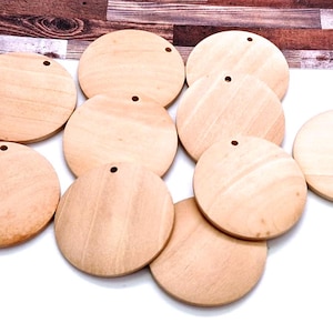 10 or 50 Unfinished Wood Pendants - Natural Wood Pendant - Wood Disc - Flat Round Wood Beads - Wood Charms - Wooden Circles - In Bulk - 30mm