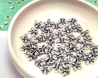 10, 50 or 100 Small Silver Bee Charms - Antique Silver Charms - Insect Charms - Lead Free- Charms in Bulk - Honey Bee Charms - 10mm