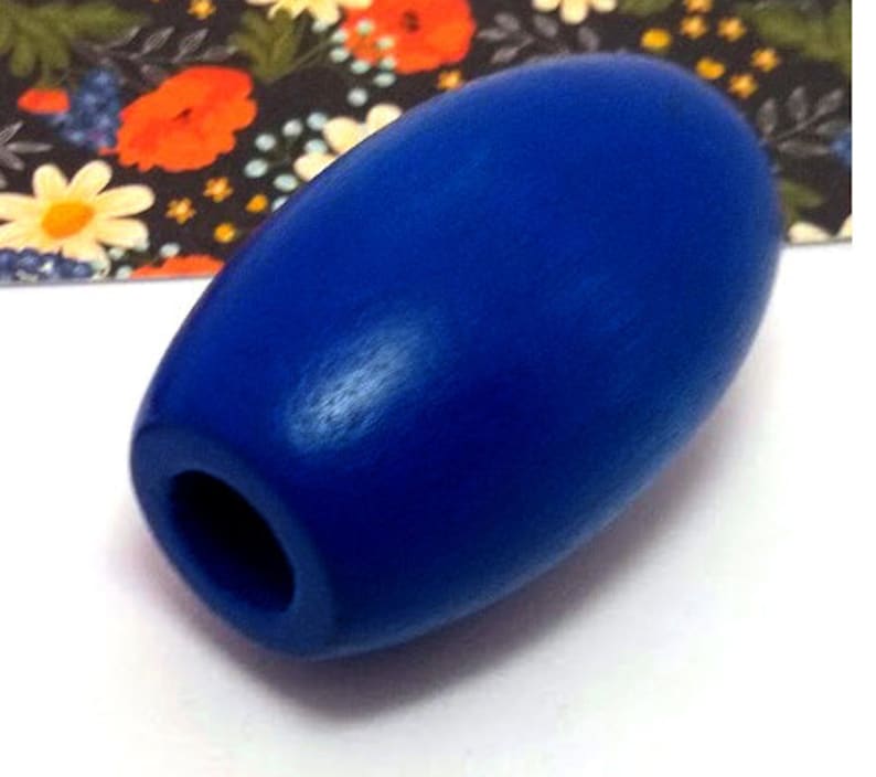 Extra Large Wood Bead Blue Wooden Bead Macrame Bead Etsy