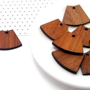 Trapezoid Wood Pendants, Brown Wooden Charms, Jewelry Craft Supplies (18mm, 10 pieces)