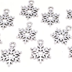 10 or 50 Silver Snowflakes - Bulk Snowflake Charms - Snowflake Pendant - Lead Free Charms - Snowflake Charms - Christmas Charms - 20mm