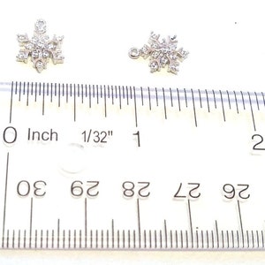 2 Pieces Crystal Snowflake Charms Silver Snowflake Charms Crystal Rhinestone Snowflake Christmas Charms Snowflake Pendant 14mm image 3