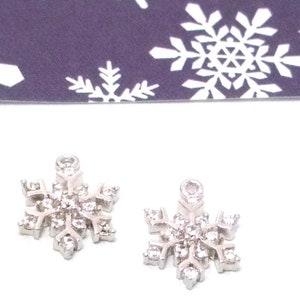 2 Pieces Crystal Snowflake Charms Silver Snowflake Charms Crystal Rhinestone Snowflake Christmas Charms Snowflake Pendant 14mm image 7