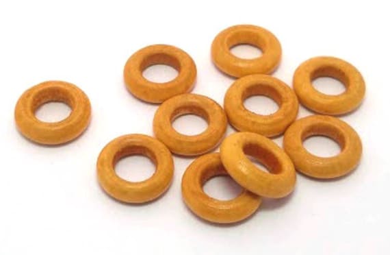 10 Wooden Rings Small Wood Rings Large Hole Natural Wood Rings Wood Donuts  Wood Rings for Jewelry Wood Rings for Crafts 15mm 