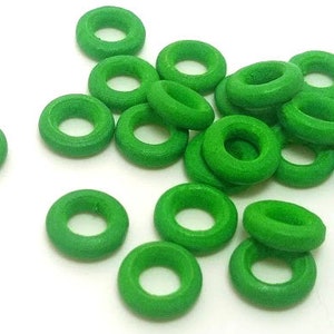 20 Green Wooden Rings - Small Wood Rings - Large Hole - Green Wood Ring - Wood Donut - Wood Rings for Jewelry - Wood Rings for Crafts - 12mm