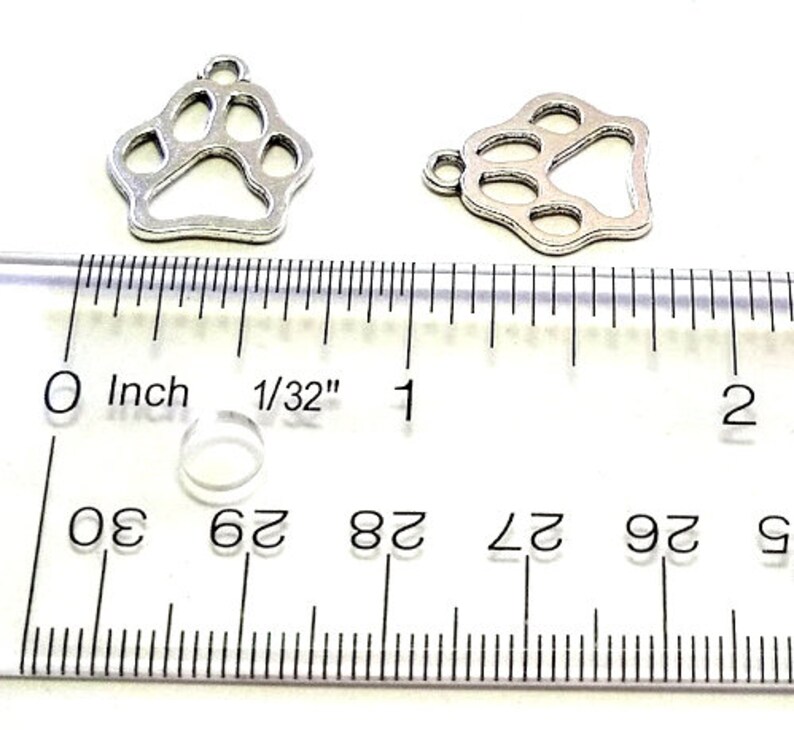 50 Silver Paw Print Charms silver Charms Bulk Silver Charms Etsy